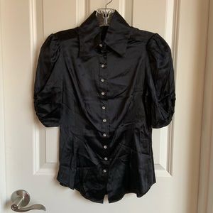 BEBE BUTTON DOWN SILK BLOUSE